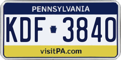 PA license plate KDF3840