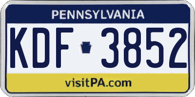 PA license plate KDF3852