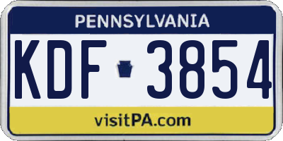 PA license plate KDF3854