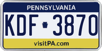 PA license plate KDF3870