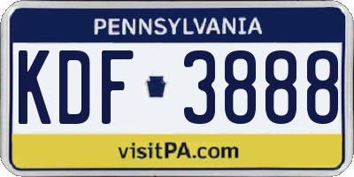 PA license plate KDF3888