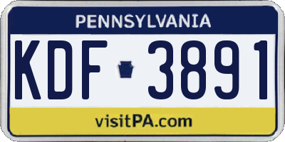 PA license plate KDF3891