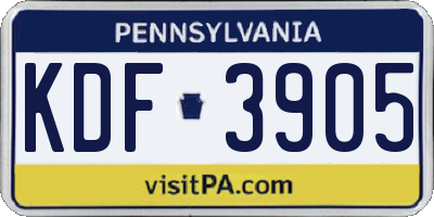 PA license plate KDF3905