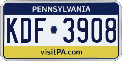 PA license plate KDF3908
