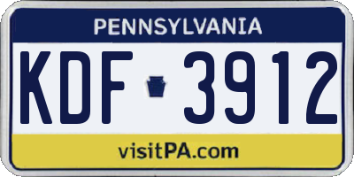 PA license plate KDF3912
