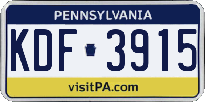 PA license plate KDF3915