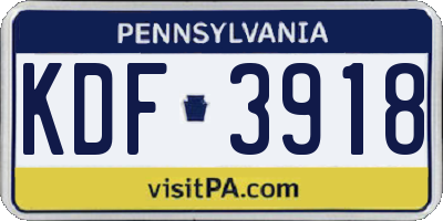 PA license plate KDF3918