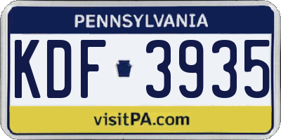 PA license plate KDF3935
