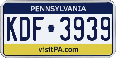 PA license plate KDF3939