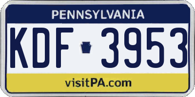 PA license plate KDF3953