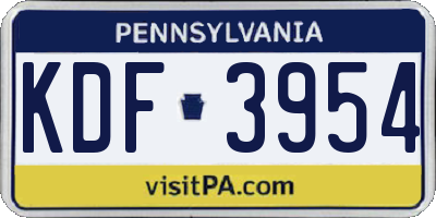 PA license plate KDF3954