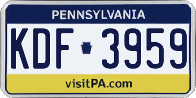 PA license plate KDF3959