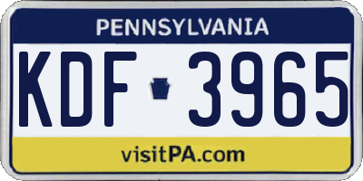 PA license plate KDF3965