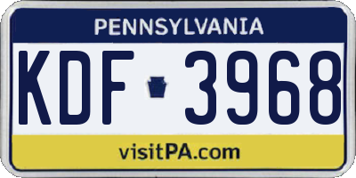 PA license plate KDF3968
