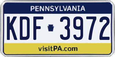 PA license plate KDF3972