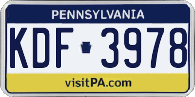 PA license plate KDF3978