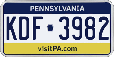 PA license plate KDF3982