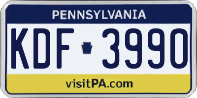 PA license plate KDF3990
