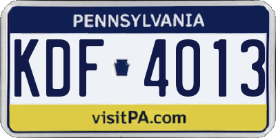 PA license plate KDF4013