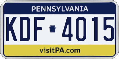 PA license plate KDF4015