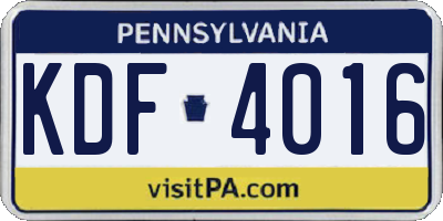 PA license plate KDF4016