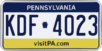 PA license plate KDF4023