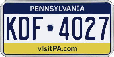 PA license plate KDF4027