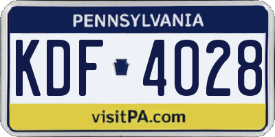 PA license plate KDF4028