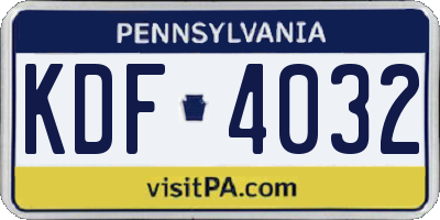 PA license plate KDF4032
