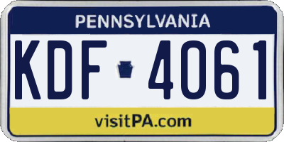 PA license plate KDF4061