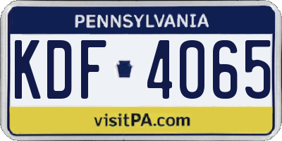 PA license plate KDF4065