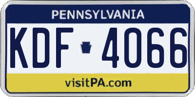 PA license plate KDF4066