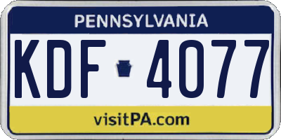 PA license plate KDF4077
