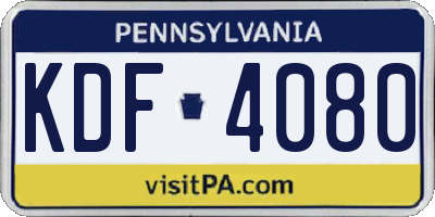 PA license plate KDF4080