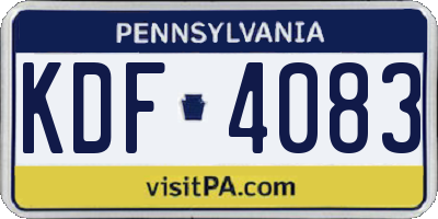 PA license plate KDF4083
