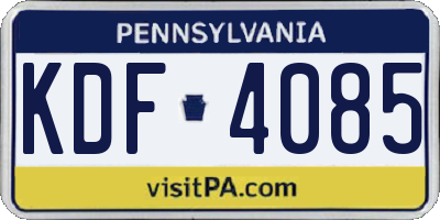 PA license plate KDF4085