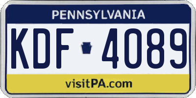 PA license plate KDF4089