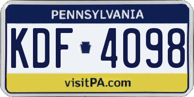 PA license plate KDF4098