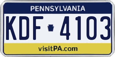 PA license plate KDF4103