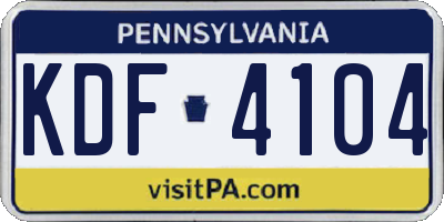 PA license plate KDF4104