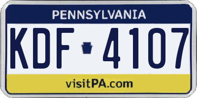 PA license plate KDF4107
