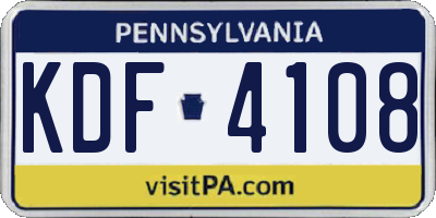PA license plate KDF4108