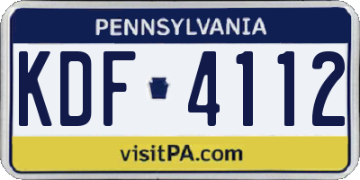 PA license plate KDF4112
