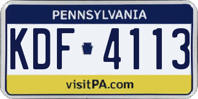 PA license plate KDF4113