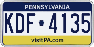 PA license plate KDF4135