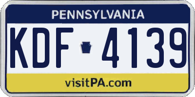 PA license plate KDF4139