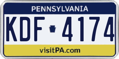 PA license plate KDF4174