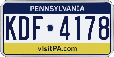 PA license plate KDF4178