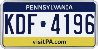 PA license plate KDF4196
