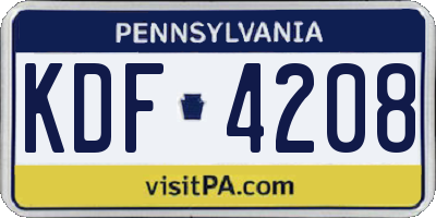 PA license plate KDF4208